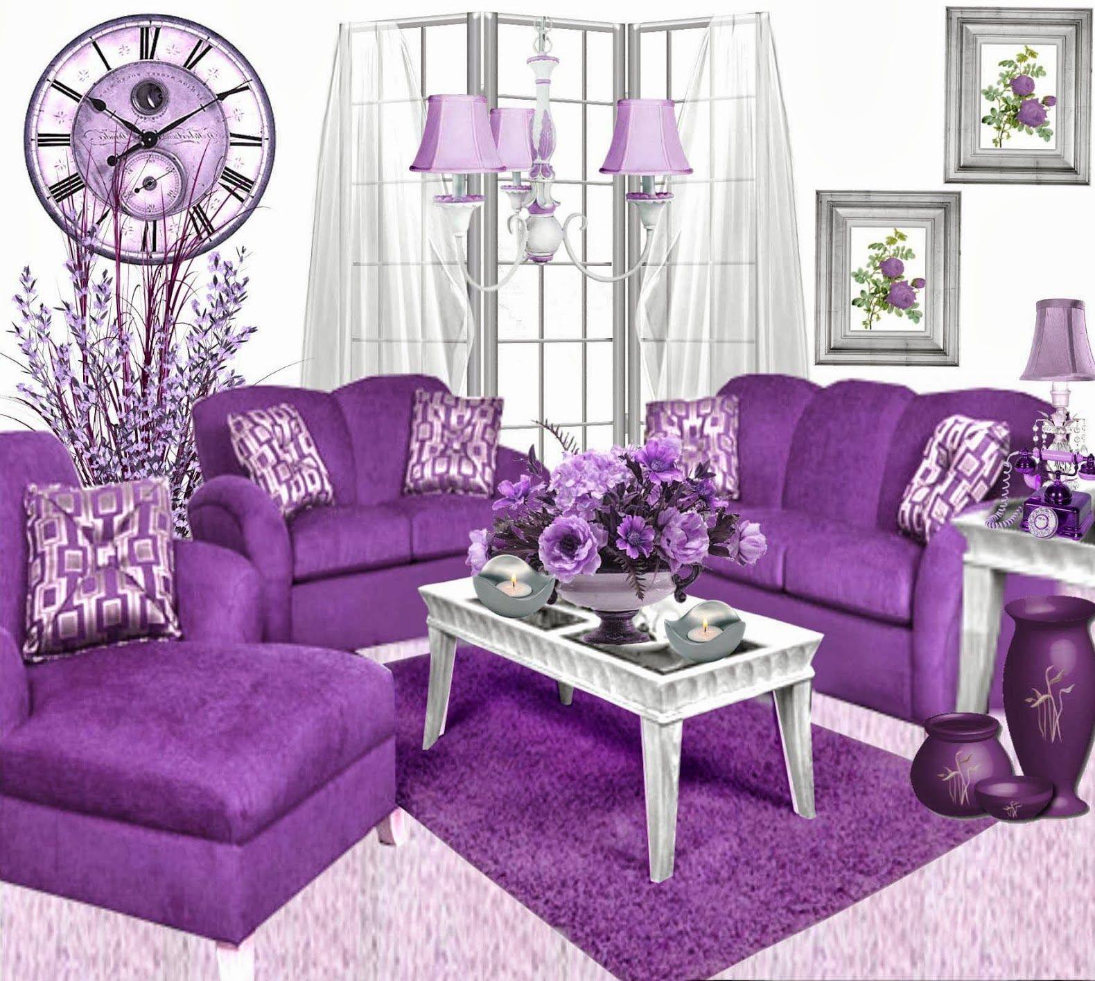 Purple And Beige Living Room With Furniture Purple And Beige Living Room With Furniture
