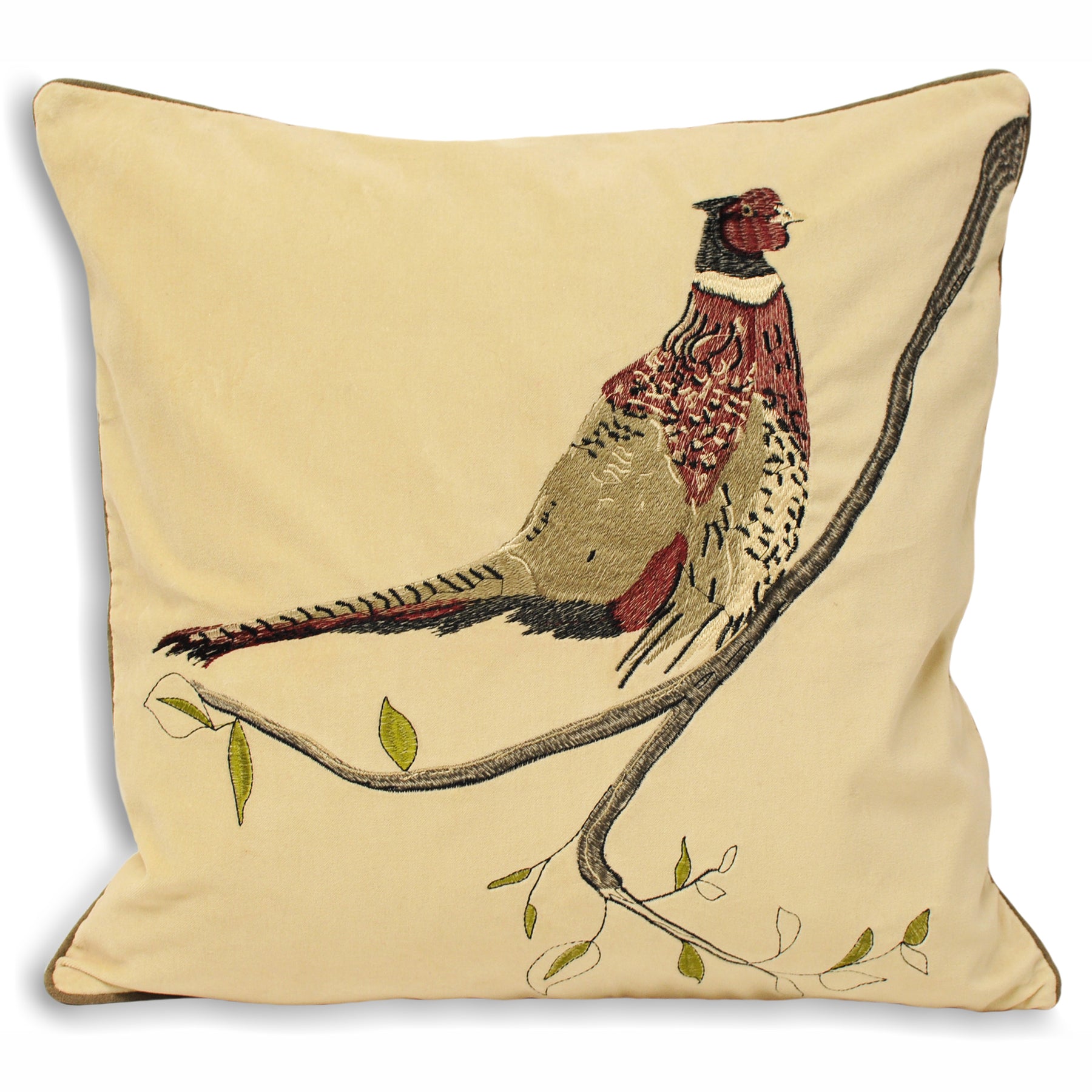 Hunter Velvet Pheasant 45cm x 45cm Filled Cushion Natural