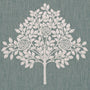 William Morris Marigold Tree Embroidery Made to Measure Curtain Woad Sample Image