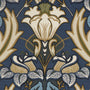 Acanthus Made to Measure Curtain Navy Sample Image