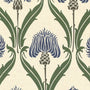 ANTE DECOR Highland Thistle Made To Measure Curtains Cream Blue Sample Image