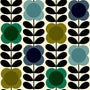 Orla Kiely Spot Flower Stem Made to Measure Wave Curtain + FREE Track Blue Green Sample Image