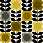 Orla Kiely Spot Flower Stem Made to Measure Wave Curtain + FREE Track Yellow Grey Sample Image