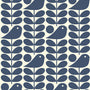 Orla Kiely Early Bird Made to Measure Wave Curtain + FREE Track Dark Marine Sample Image