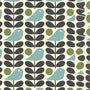 Orla Kiely Early Bird Made to Measure Wave Curtain + FREE Track Granite Sample Image