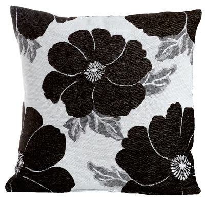 Poppy Chenille Filled Cushion Black