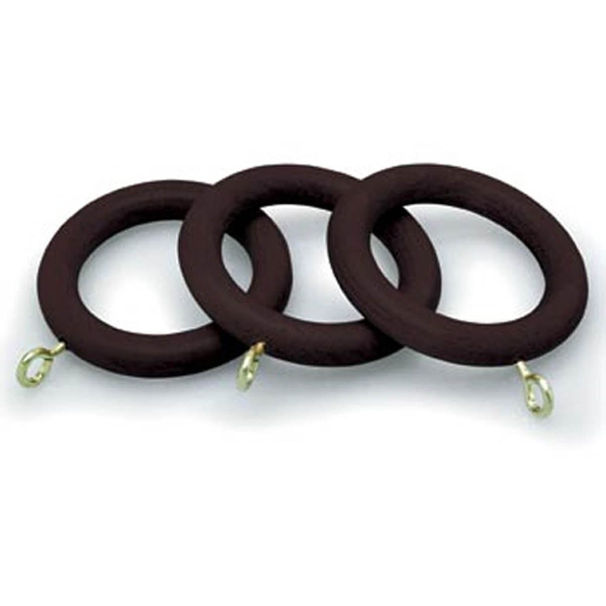 County 28mm Wooden Curtain Rings Chestnut