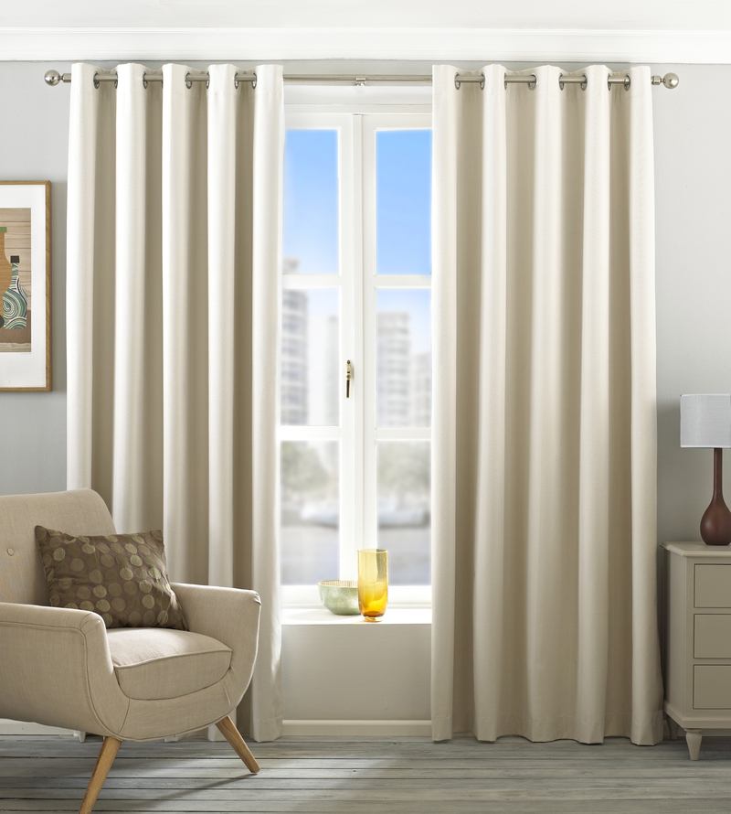 Eclipse Blackout Ready Made Lined Eyelet Curtains Ivory
