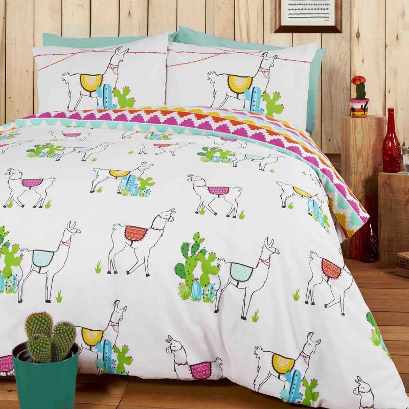 Happy Llamas Duvet Cover Bedding Set Multi