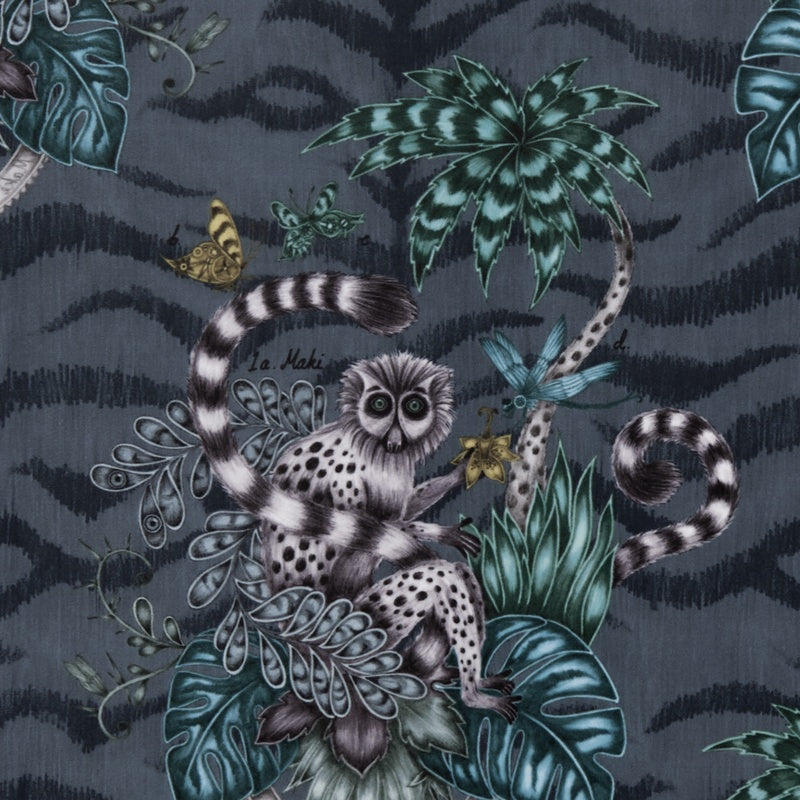 Emma Shipley Lemur Velvet Fabric Navy
