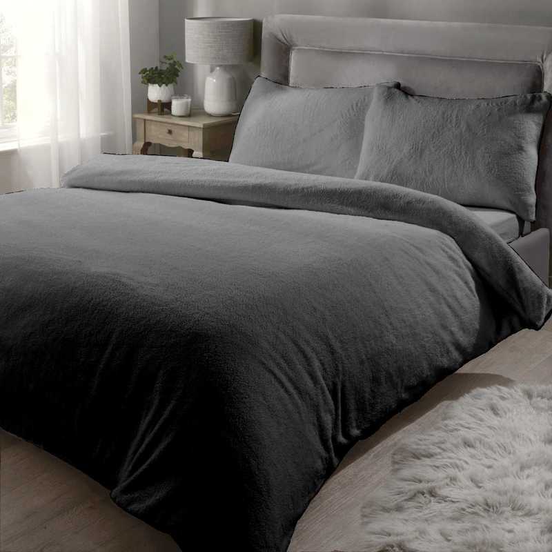 Teddy Charcoal Duvet Cover Bedding Set Charcoal