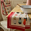 Ulster Weavers Christmas Cats in Waiting Tea Towel Red