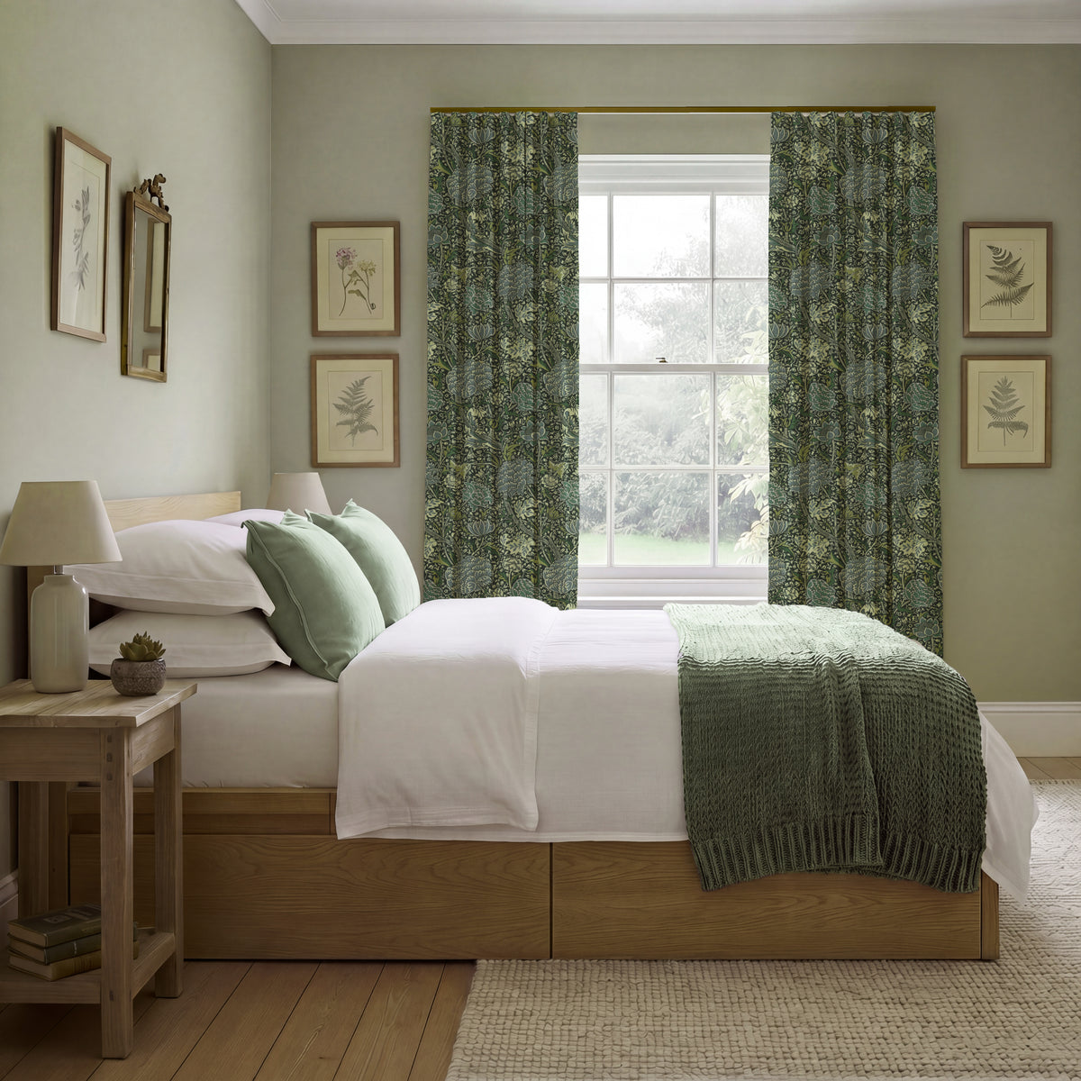 William Morris Cray Made To Measure Curtains Navy Blue