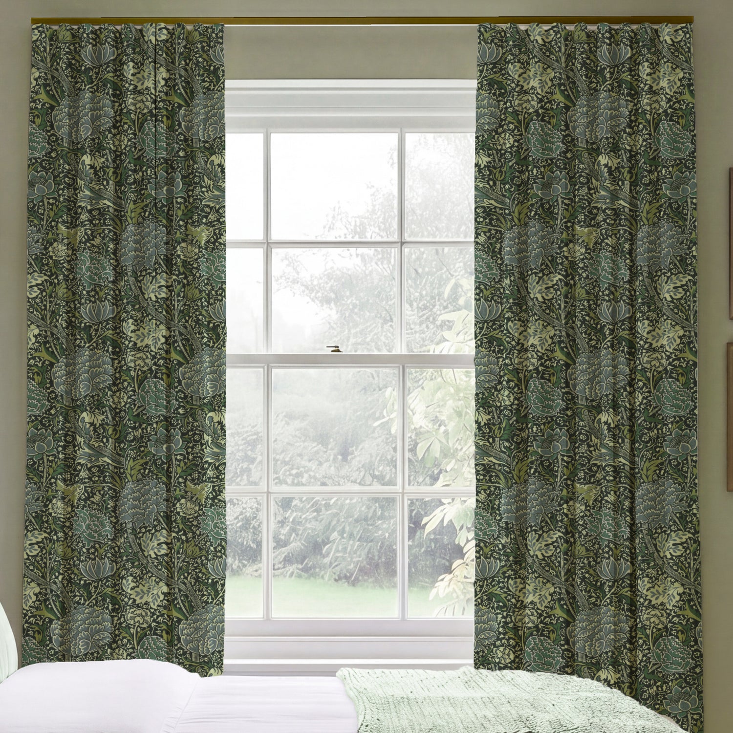 William Morris Cray Made To Measure Curtains Navy Blue