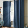 100% Blackout Ready Made Eyelet Curtains Blue