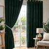 Chenille Triple Woven Ready Made Eyelet Blackout Curtains Green