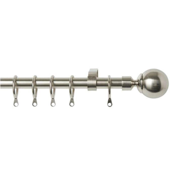 16-19mm Ball Pole Extendable Curtain Pole Satin Silver