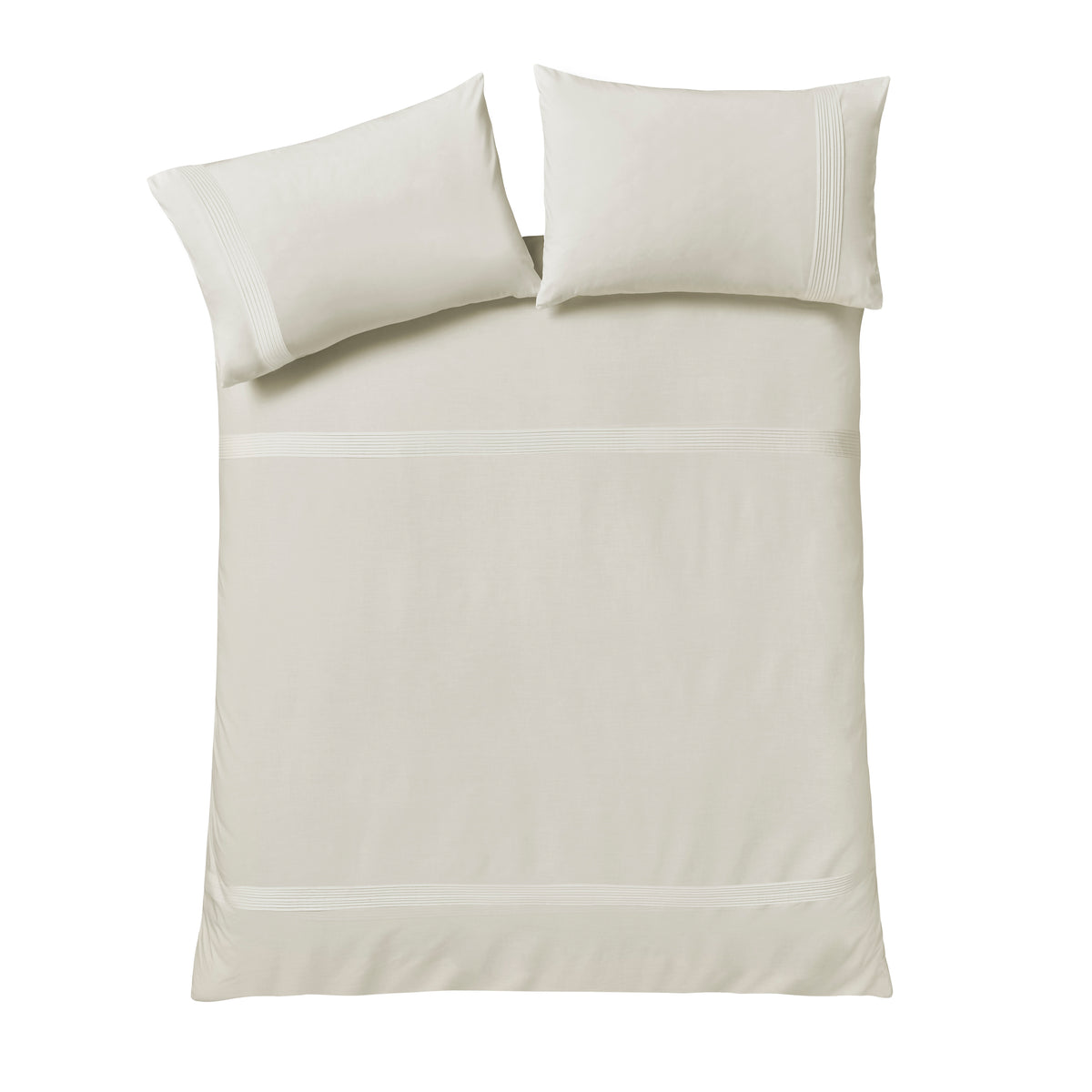Catherine Lansfield Pintuck Easy Iron Percale Duvet Cover Bedding Set Cream