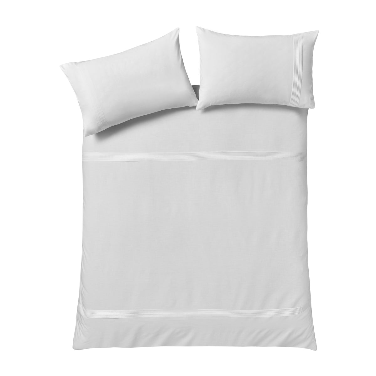 Catherine Lansfield Pintuck Easy Iron Percale Duvet Cover Bedding Set White