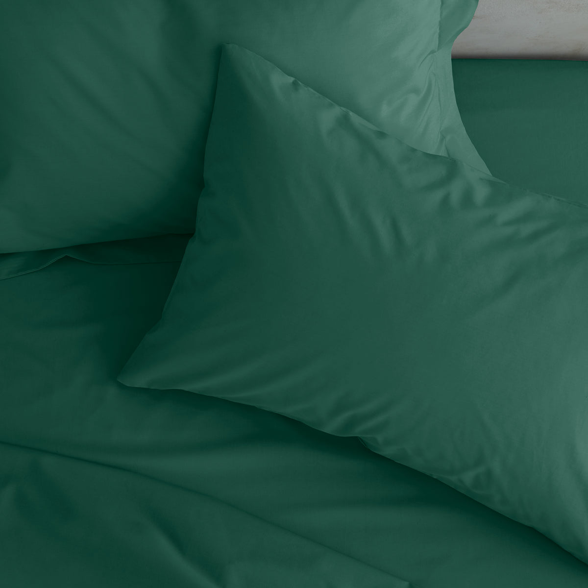 Catherine Lansfield Easy Iron Percale Weave Pillowcase Dark Green