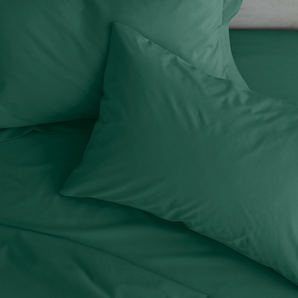 Catherine Lansfield Easy Iron Percale Weave Pillowcase Dark Green