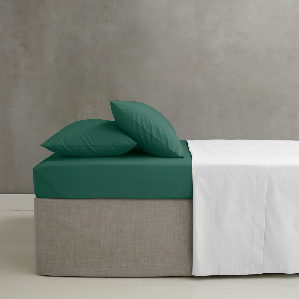Catherine Lansfield Easy Iron Percale Weave Pillowcase Dark Green