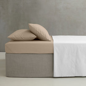 Catherine Lansfield Easy-Iron Percale Bed Linen Fitted Sheet Natural