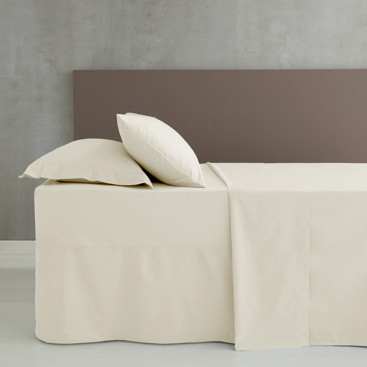 Catherine Lansfield Easy-Iron Percale Valance Bed Linen Fitted Sheet Cream