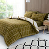 Catherine Lansfield Linear Curve Geometric Reversible Duvet Cover Bedding Set Olive Green