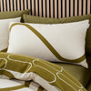Catherine Lansfield Linear Curve Geometric Reversible Duvet Cover Bedding Set Olive Green