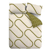 Catherine Lansfield Linear Curve Geometric Reversible Duvet Cover Bedding Set Olive Green
