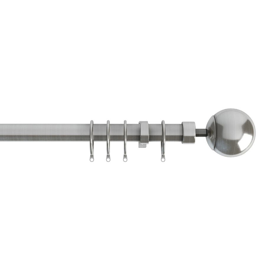 22-25mm Finesse Ball Pole Extendable Curtain Pole Satin Silver