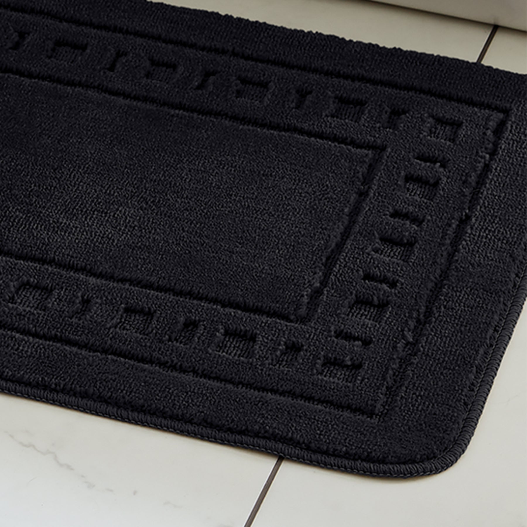 Catherine Lansfield Armoni Bath Mat and Pedestal Mat Black