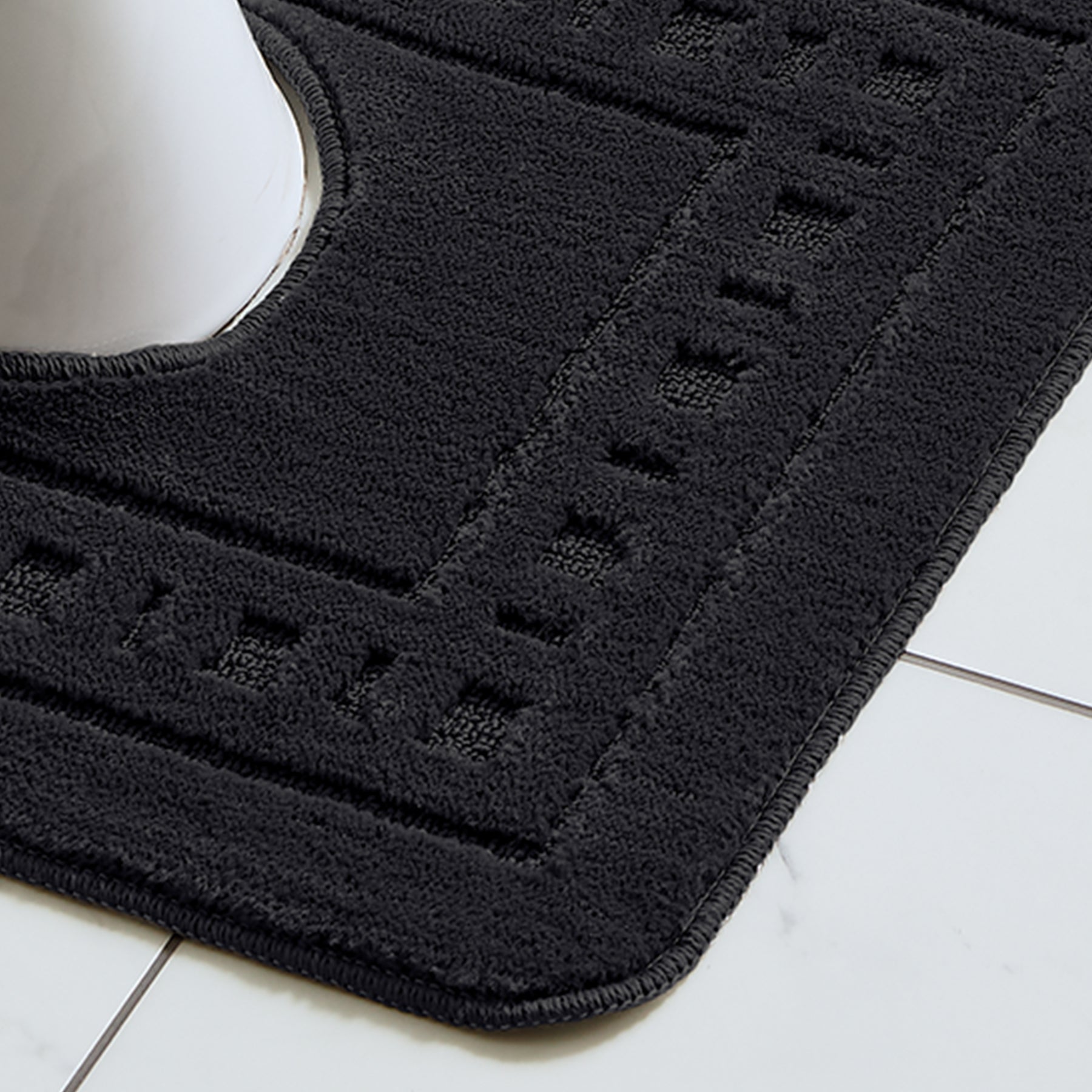 Catherine Lansfield Armoni Bath Mat and Pedestal Mat Black