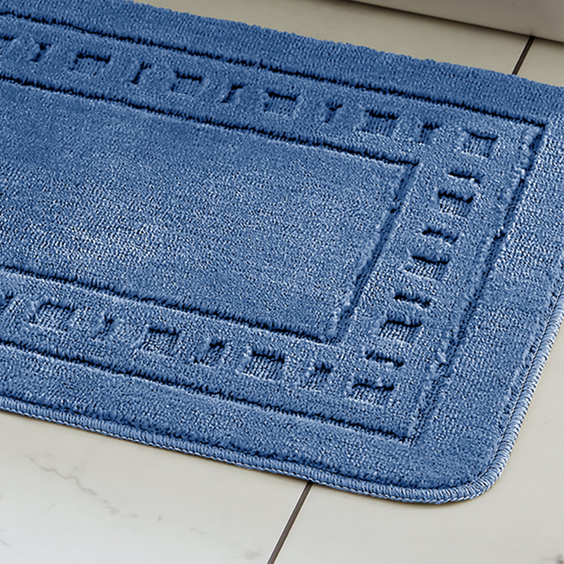 Catherine Lansfield Armoni Bath Mat and Pedestal Mat Blue