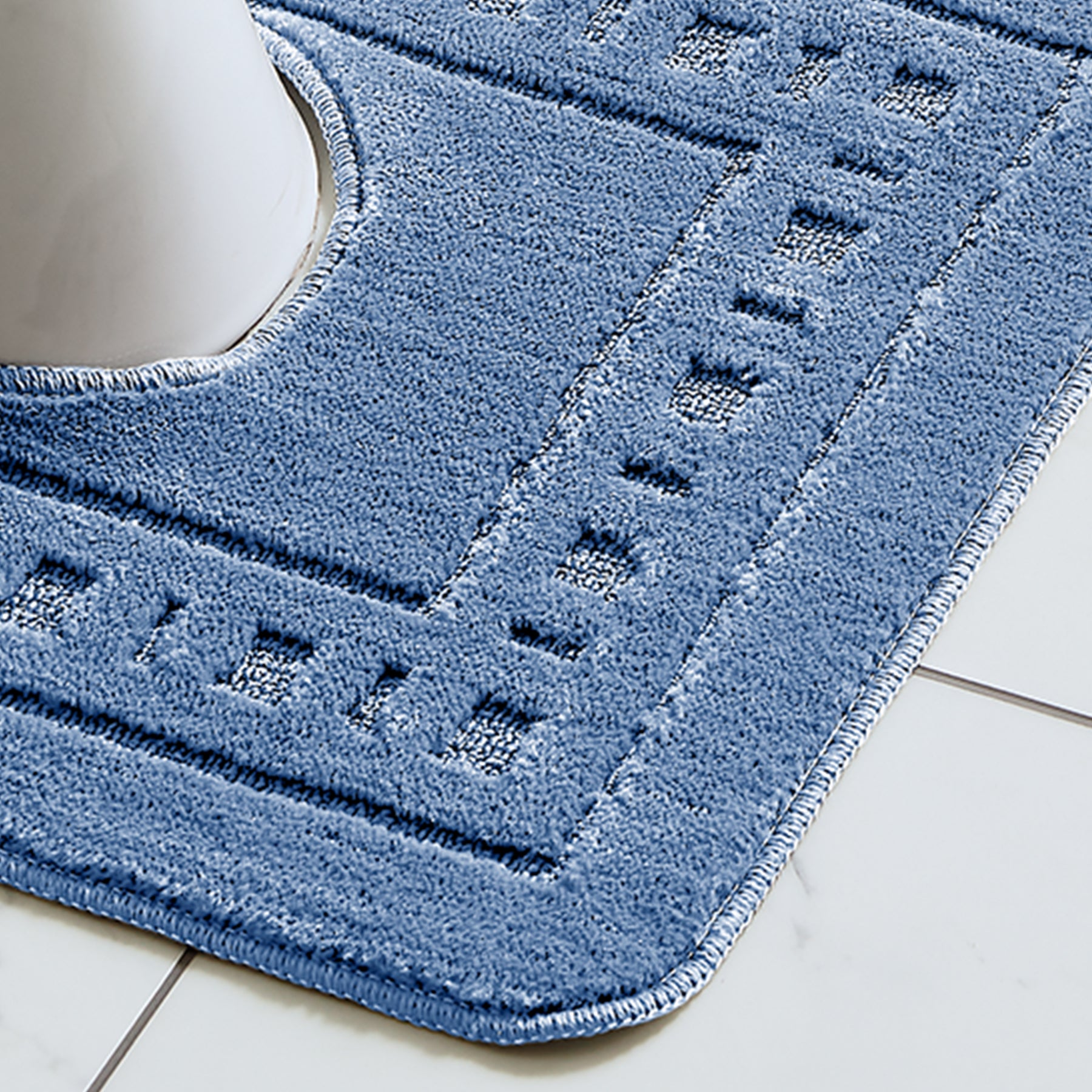 Catherine Lansfield Armoni Bath Mat and Pedestal Mat Blue