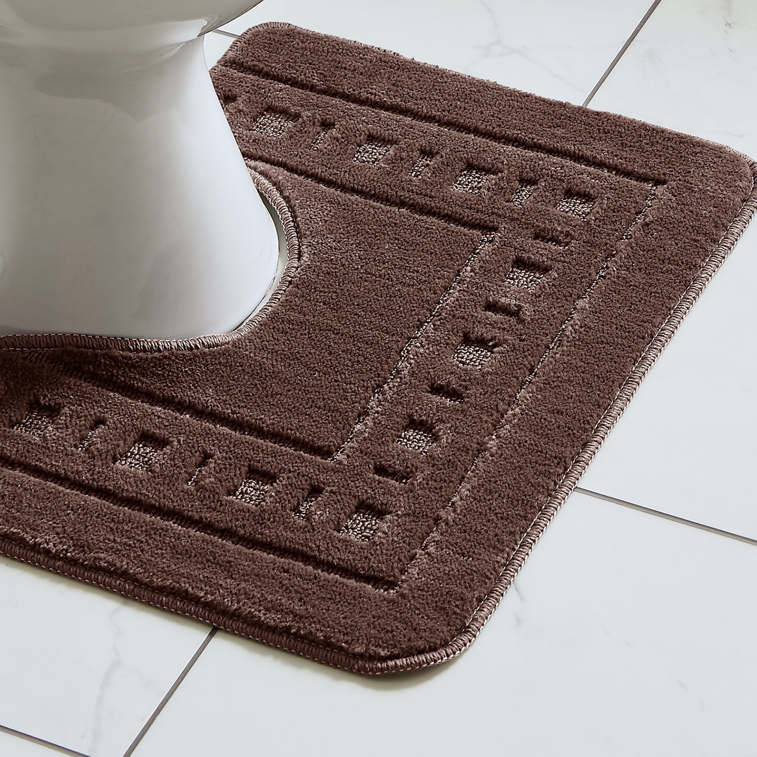Catherine Lansfield Quick Dry Cotton Bath Mat and Pedestal Set Chocolate
