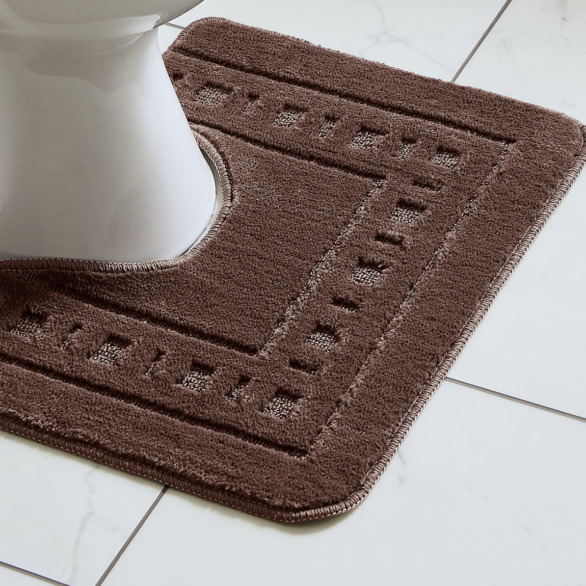 Catherine Lansfield Quick Dry Cotton Bath Mat and Pedestal Set Chocolate