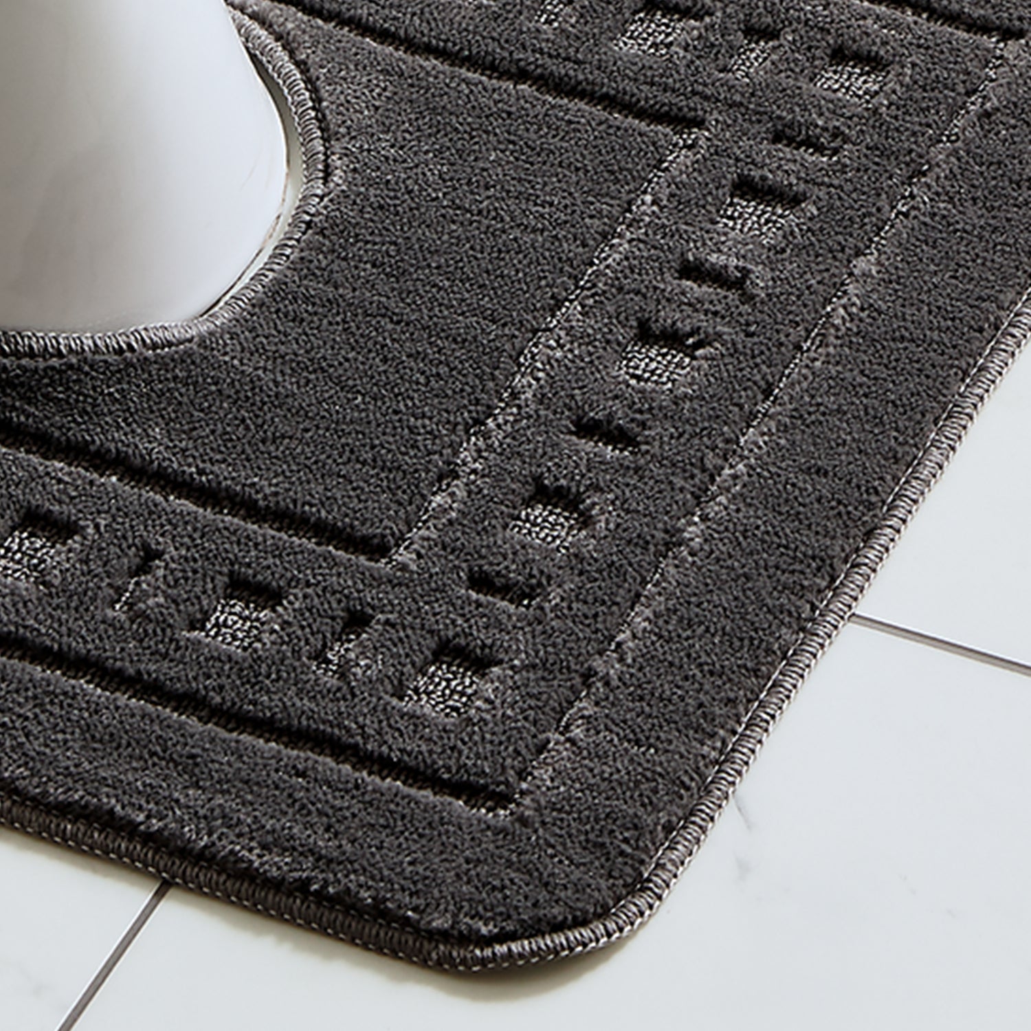 Catherine Lansfield Armoni Bath Mat and Pedestal Mat Grey