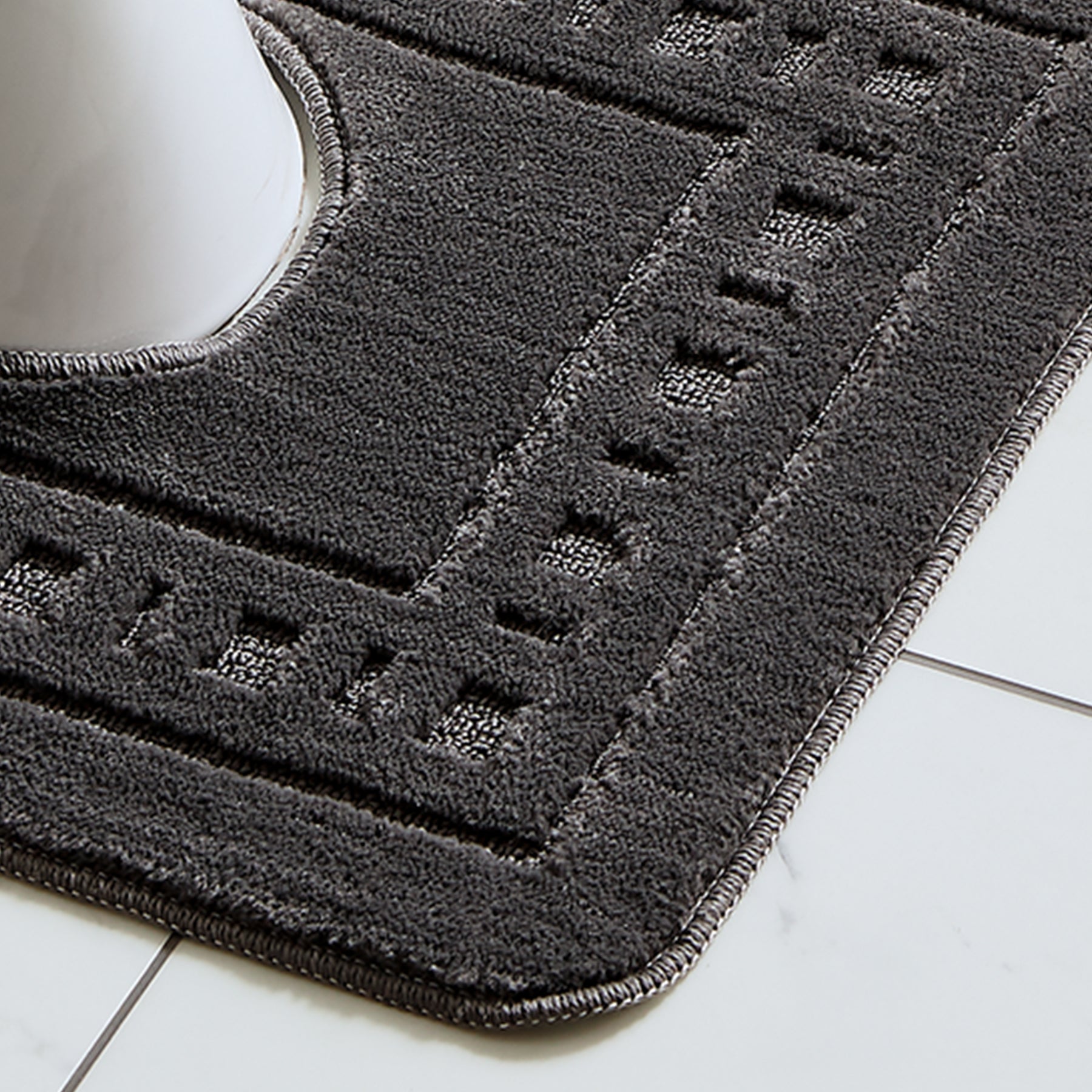 Catherine Lansfield Armoni Bath Mat and Pedestal Mat Grey