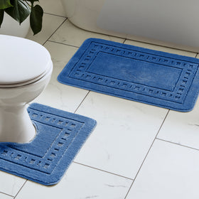 Catherine Lansfield Armoni Bath Mat and Pedestal Mat Navy