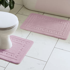 Catherine Lansfield Armoni Bath Mat and Pedestal Mat Pink