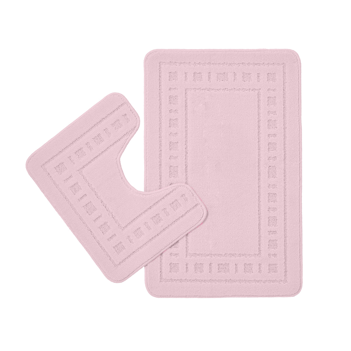 Catherine Lansfield Armoni Bath Mat and Pedestal Mat Pink