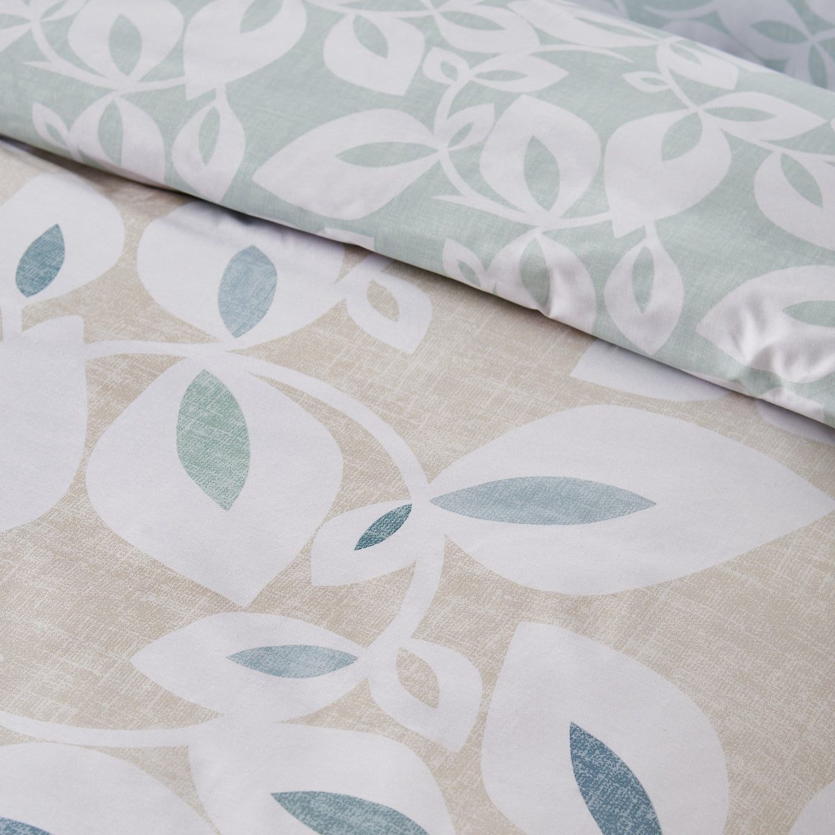 Catherine Lansfield Inga Leaf Duvet Cover Bedding Set Natural