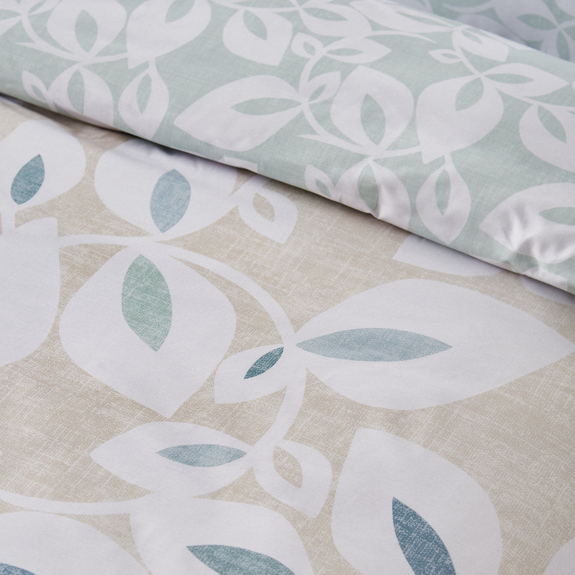Catherine Lansfield Inga Leaf Duvet Cover Bedding Set Natural