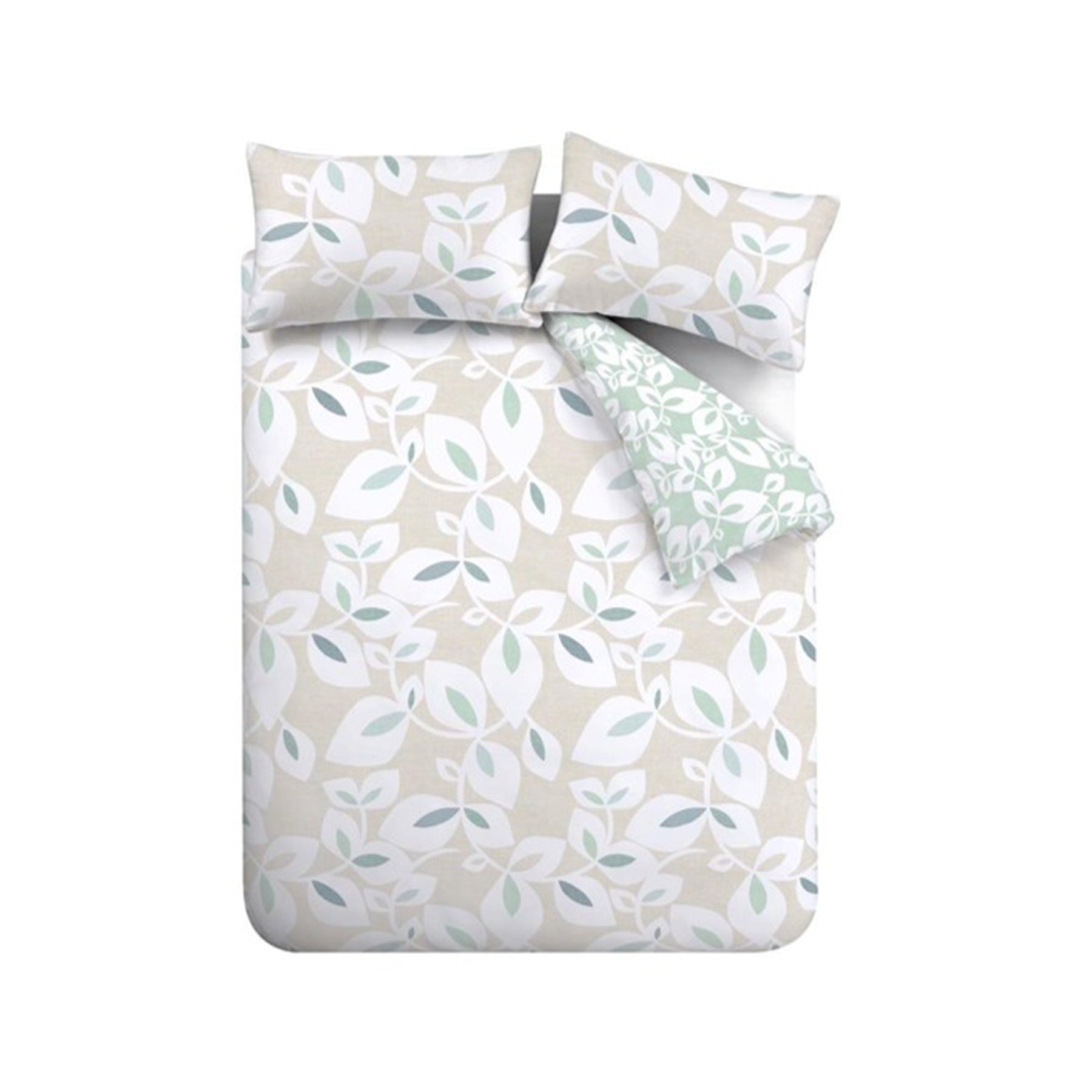 Catherine Lansfield Inga Leaf Duvet Cover Bedding Set Natural