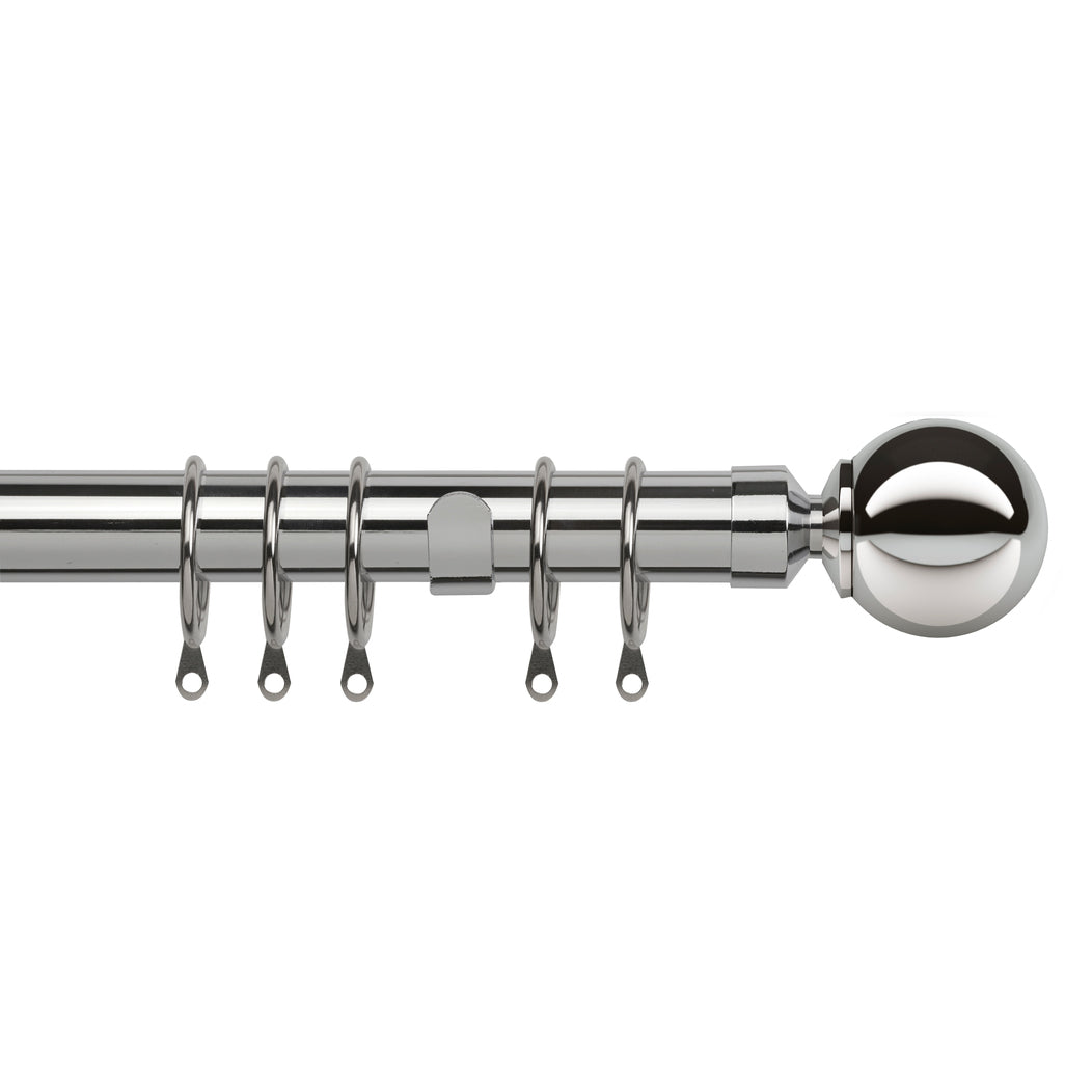 25-28mm Pristine Ball Pole Extendable Curtain Pole Chrome
