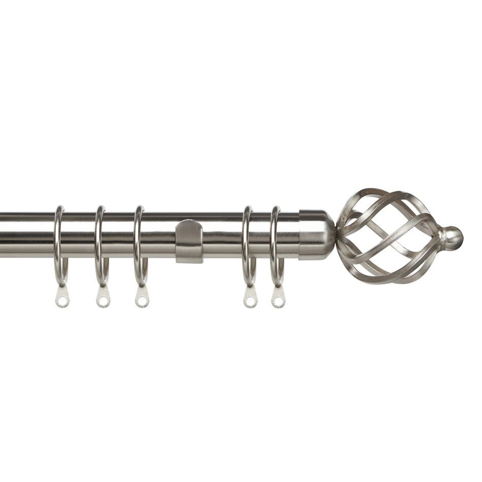 25-28mm Pristine Cage Pole Extendable Curtain Pole Satin Silver