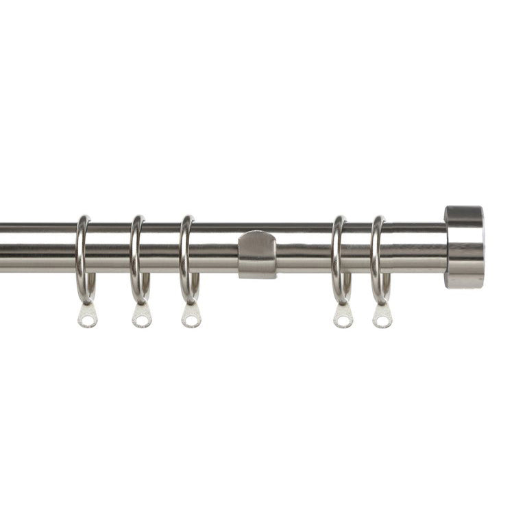25-28mm Pristine Stud End Cap Pole Extendable Curtain Pole Satin Silver