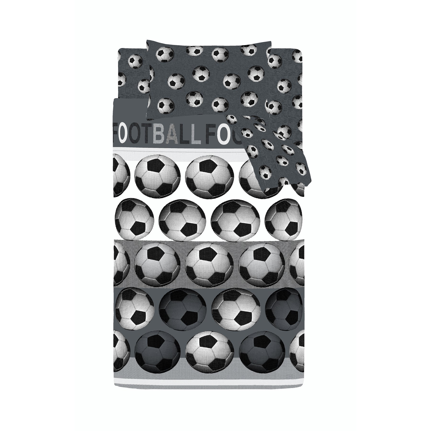 Catherine Lansfield Football Childrens Bedding Grey